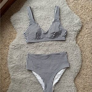 Lululemon Athletica High Waist Seersucker Striped Bikini